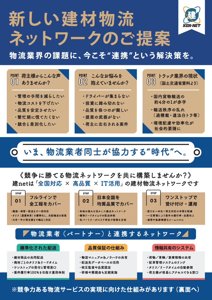 新しい建材物流ネットワークのご提案